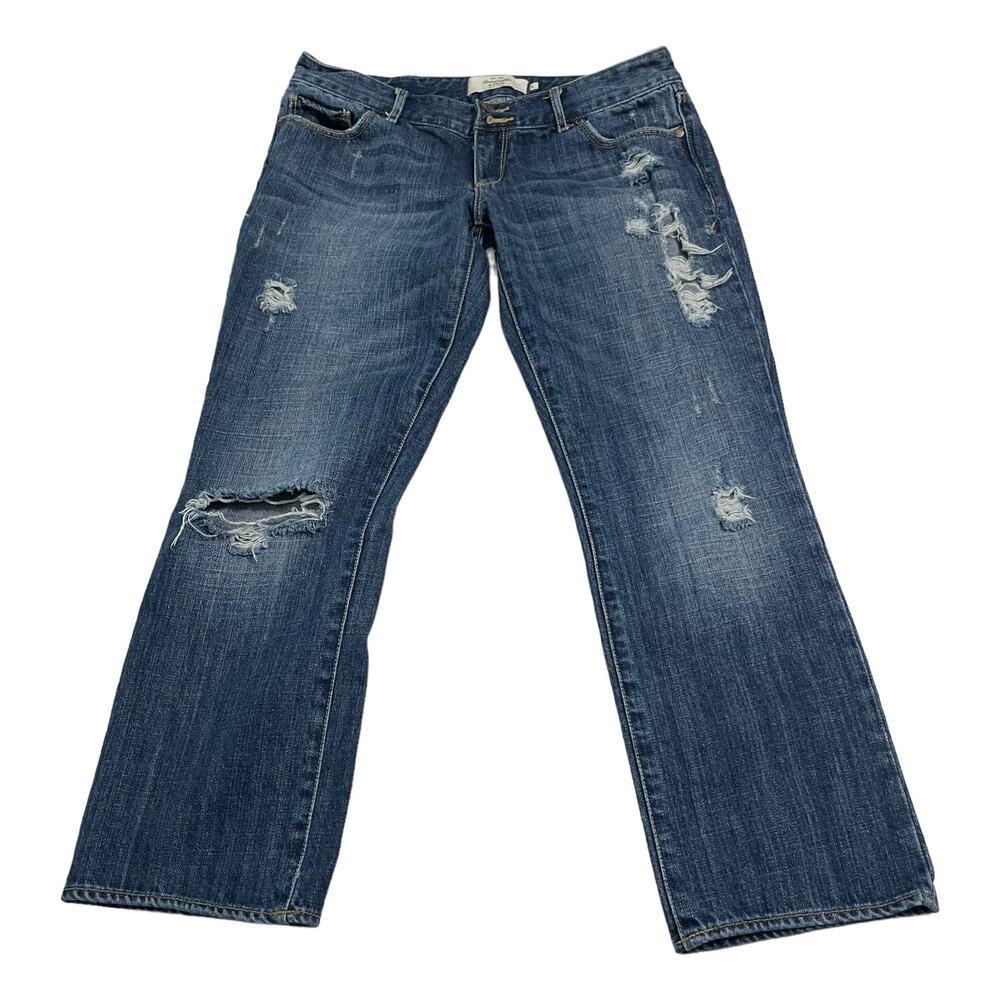 Abercrombie and Fitch Womens Jeans Size 4 Distressed Capri Blue Jeans Dark Wash
